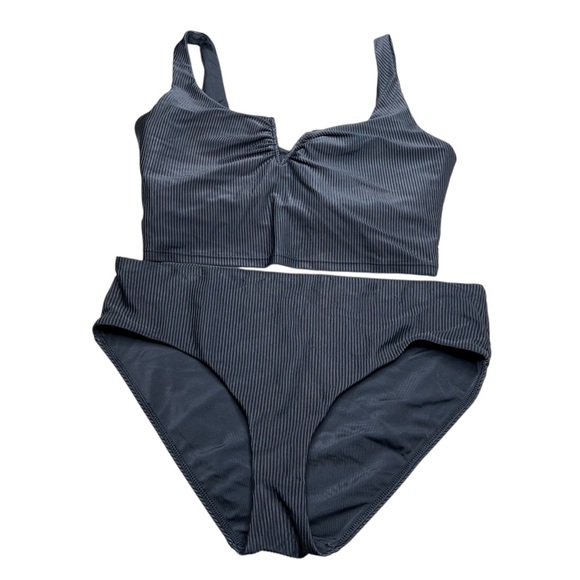 Alia Black Ribbed Bikini Set